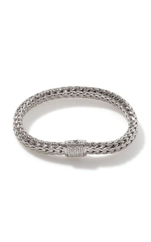 John Hardy Men's Fancy Link Natural Diamond Bracelet in Sterling Silver, Clarity: SI1, Color: G/H, with Hidden Plunger Clasp