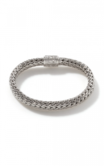 John Hardy Men's Fancy Link Natural Diamond Bracelet in Sterling Silver, Clarity: SI1, Color: G/H, with Hidden Plunger Clasp