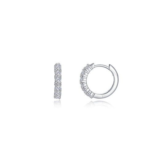 Lafonn Huggie Simulated Diamond Earrings in Sterling Silver White with 0.60ctw