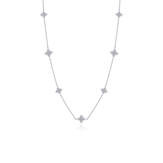 Station Simulated Diamond Necklace in Platinum Bonded Sterling Silver 1.72ctw