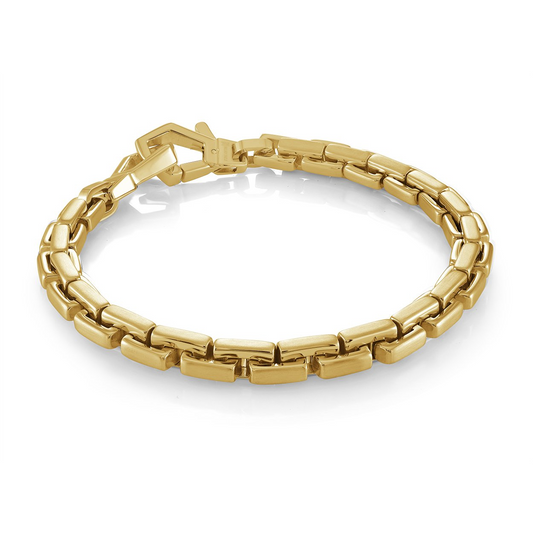 Fancy Link Bracelet (No Stones) in Stainless Steel Yellow