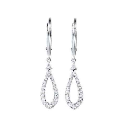 Drop Natural Diamond Earrings in 14 Karat White with 0.32ctw Round Diamonds