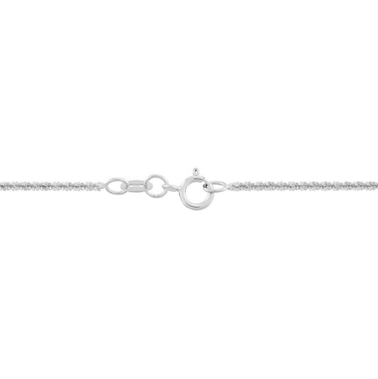 14K white gold tinsel chain with clasp.