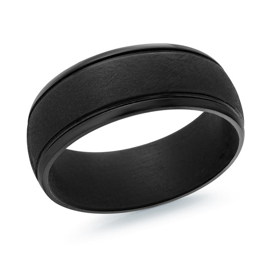 Carved Band (No Stones) in Tantalum Black 8MM