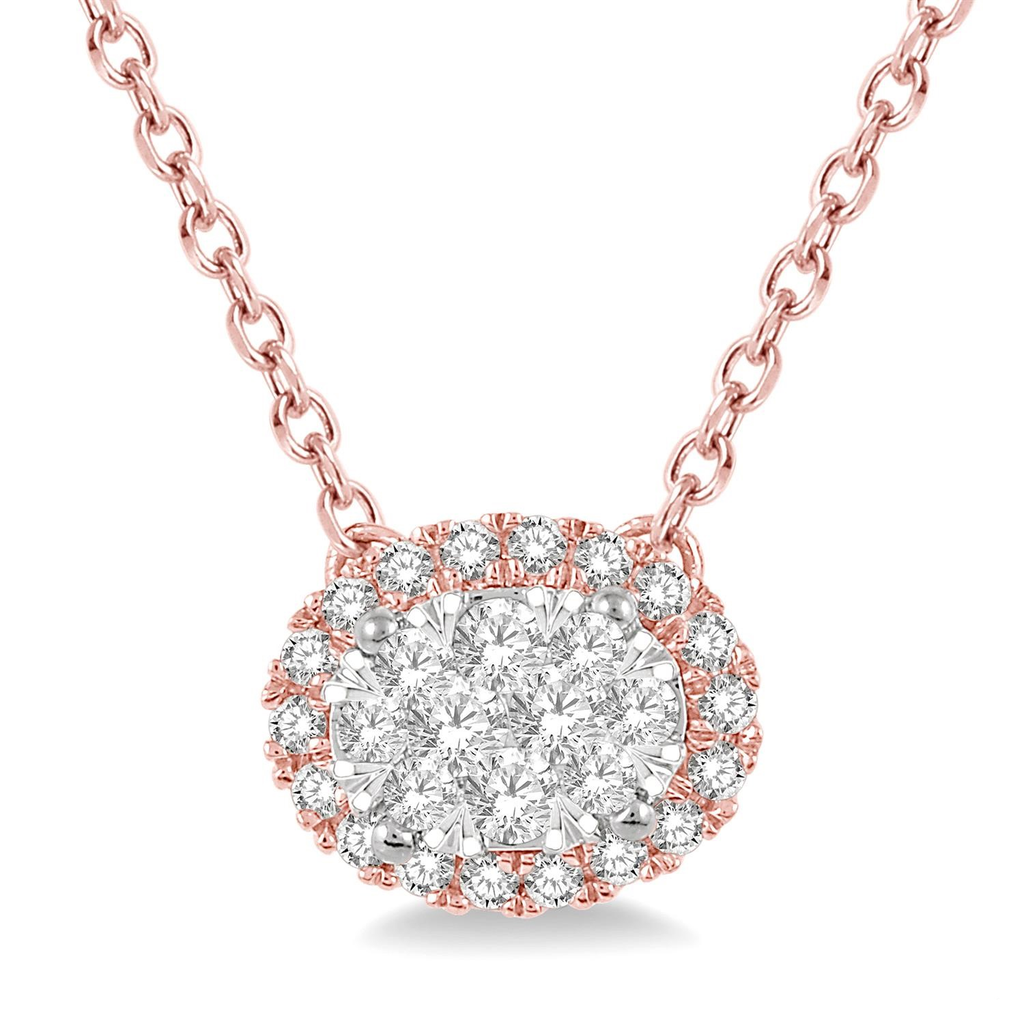 Earth Mined Diamond Necklace in 14 Karat Rose with 0.31ctw Round Diamonds