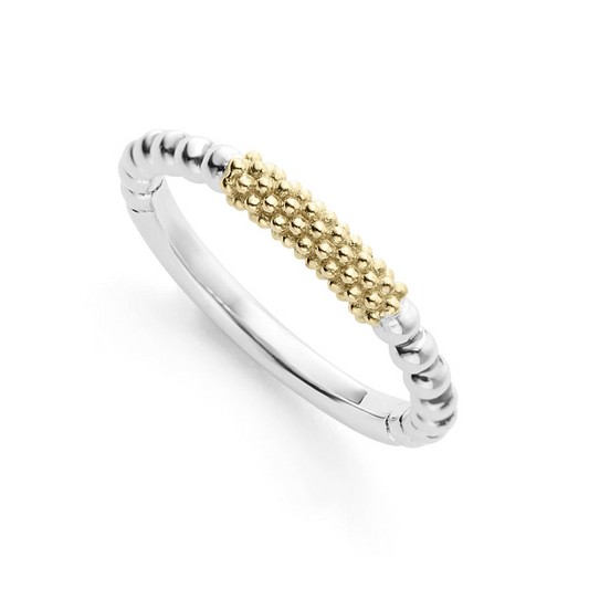 LAGOS Caviar Icon Collection Stackable Fashion Ring (No Stones) in Sterling Silver - 18 Karat White - Yellow 2MM