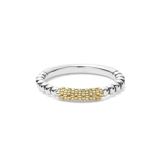 LAGOS Caviar Icon Collection Stackable Fashion Ring (No Stones) in Sterling Silver - 18 Karat White - Yellow 2MM