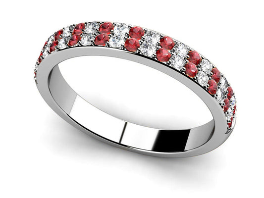 ReMARKable Designs Ruby Band in 14 Karat White Gold with 22 Round Rubies 0.24ctw, Ladies Size 6.5