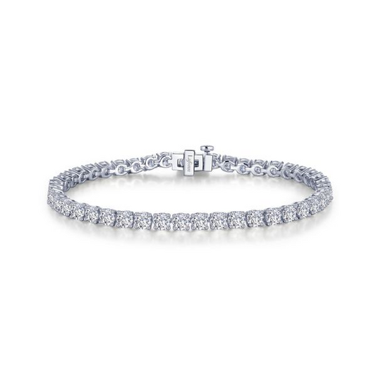 Lafonn Tennis Simulated Diamond Bracelet in Platinum Bonded Sterling Silver with 10.00ctw Round Simulated Diamonds