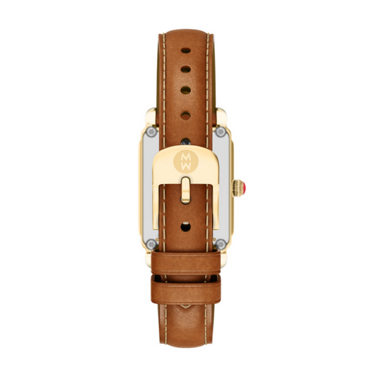 Michele Ladies Quartz Timepiece with 29mm Case, White Mother Of Pearl Dial, Sapphire Crystal, and 5atm Water Resistance