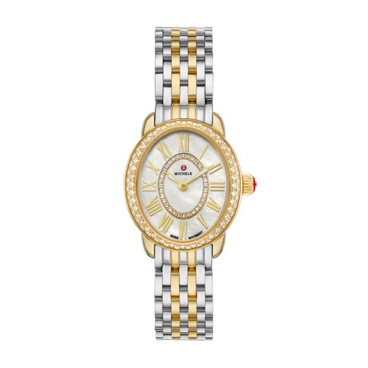 Michele Ladies Diamond Timepiece with 0.38ctw Round Diamonds, Quartz Movement, 27mm Case, White Dial, Sapphire Crystal, 5 ATM Water Resistance