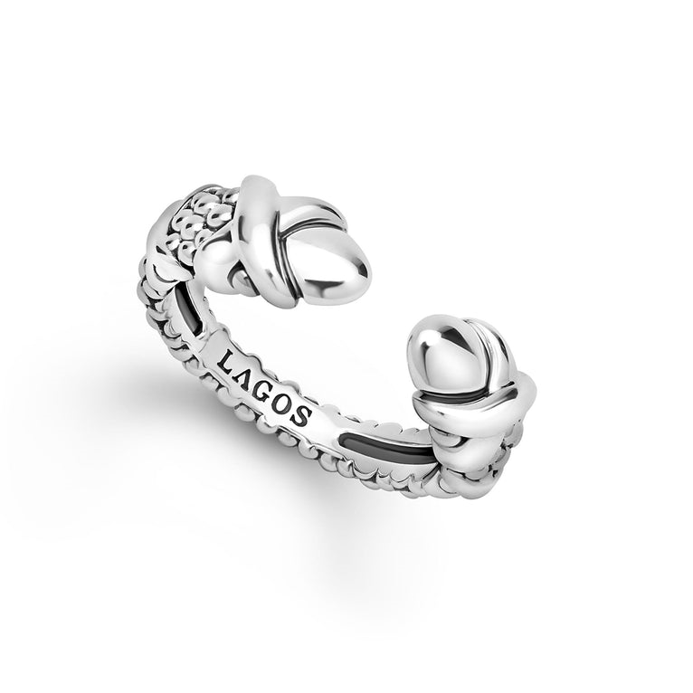 Sterling silver ring with caviar beading.