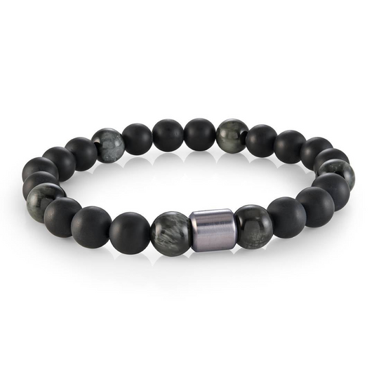ItalGem Steel Color Gemstone Bracelet in Stainless Steel Black - Grey