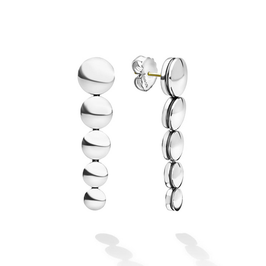 Sterling silver polished drop earrings, friction back.