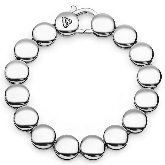 Sterling silver round link bracelet.