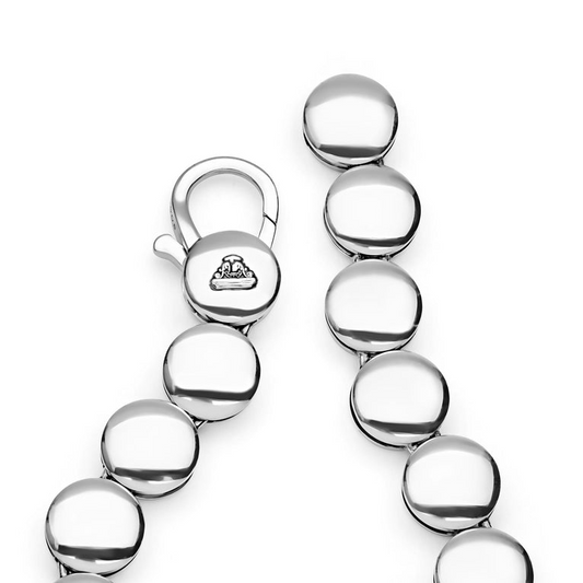 Sterling silver round link bracelet design.
