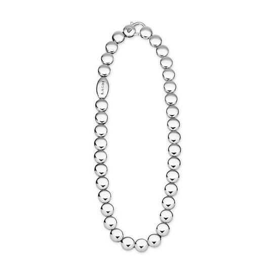 Sterling silver beaded collar necklace.