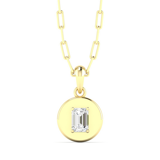 Lab-Grown Diamond Necklace in 14 Karat Yellow with 0.50ctw F VS Emerald Lab Grown Diamond