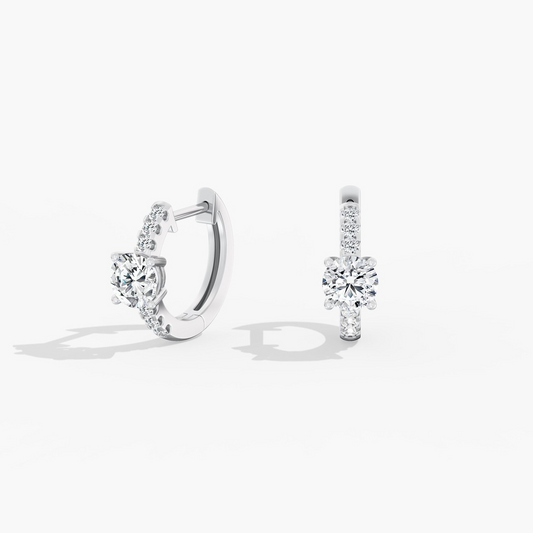 Huggie Lab-Grown Diamond Earrings in 14 Karat White