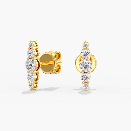ReMARKable Designs Stud Lab-Grown Diamond Earrings in 14 Karat Yellow Gold