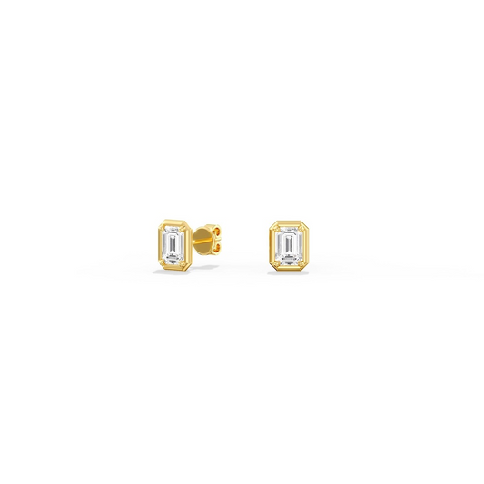 Lab-Grown Diamond Studs in 14 Karat Yellow with 1.00ctw F VS Emerald Lab Grown Diamonds