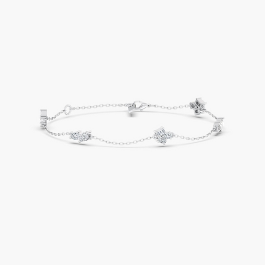 Lab-Grown Diamond Bracelet in 14 Karat White with 1.00ctw F VS Various Shapes Lab Grown Diamonds
