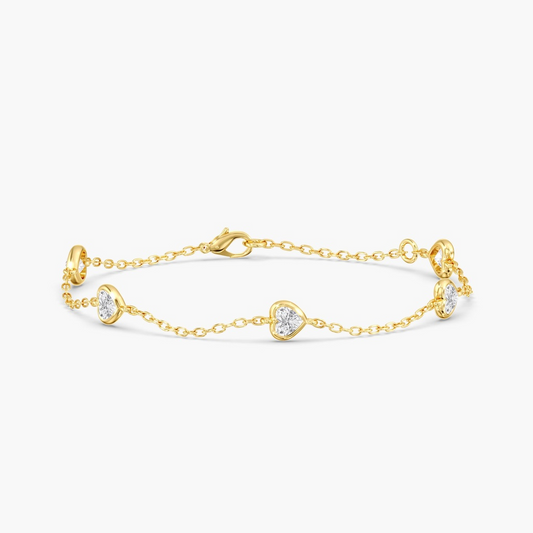 ReMARKable Designs Lab-Grown Diamond Bracelet in 14 Karat Yellow Gold with 1.00ctw Heart Lab-Grown Diamonds