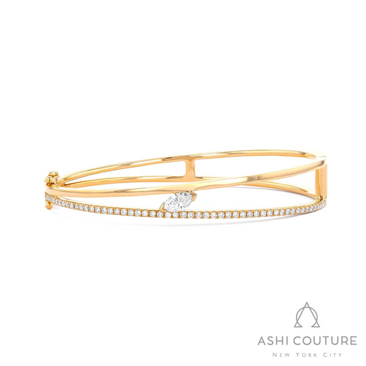 ReMARKable Designs Natural Diamond Bracelet in 18 Karat Yellow Gold with 0.41ctw F/G VS2-SI1 Marquise Diamonds