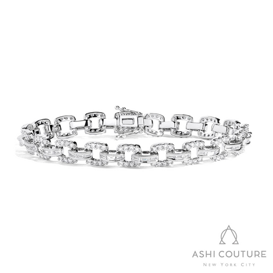 ReMARKable Designs Natural Diamond Bracelet in 18 Karat White Gold with 2.10ctw F/G VS2-SI1 Round Diamonds