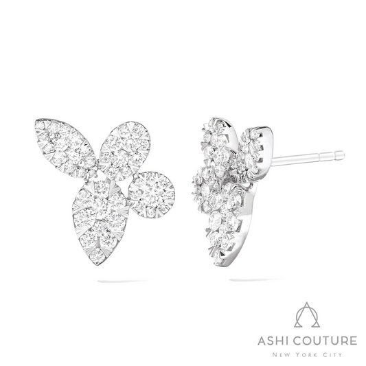 ReMARKable Designs Lovebright Collection Natural Diamond Stud Earrings in 18 Karat White Gold with 1.25ctw Round Diamonds, Friction Back