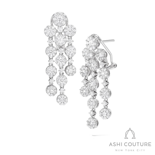 ReMARKable Designs Natural Diamond Earrings in 18 Karat White Gold with 3.45ctw F/G VS2-SI1 Round Diamonds