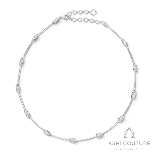 ReMARKable Designs Natural Diamond Necklace in 18 Karat White Gold