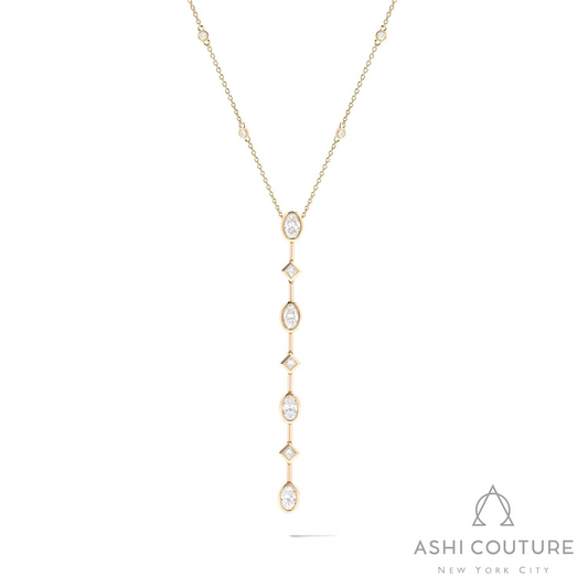 ReMARKable Designs Natural Diamond Necklace in 18 Karat Yellow Gold with 1.50ctw F/G VS2-SI1 Various Shapes Diamonds