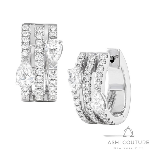 ReMARKable Designs Natural Diamond Earrings in 18 Karat White Gold with 1.23ctw Various Shapes Diamonds