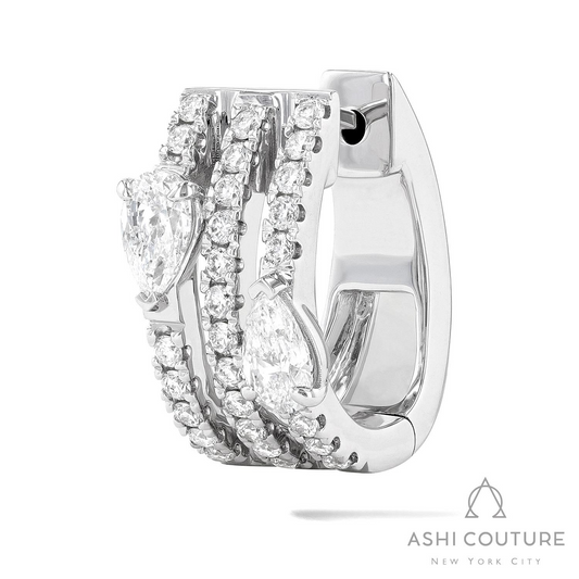 ReMARKable Designs Natural Diamond Earrings in 18 Karat White Gold with 1.23ctw Various Shapes Diamonds