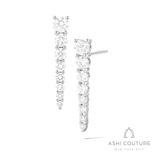 ReMARKable Designs Natural Diamond Dangle Earrings in 18 Karat White Gold with 0.75ctw F/G VS2-SI1 Round Diamonds