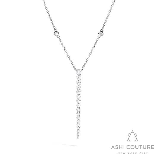 ReMARKable Designs Natural Diamond Pendant Necklace in 18 Karat White Gold with 1.32ctw Round Diamonds, Cable Link Chain, Lobster Claw Clasp