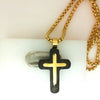 ItalGem Steel Men's Cross Necklace (No Stones) in Stainless Steel Black - Yellow
