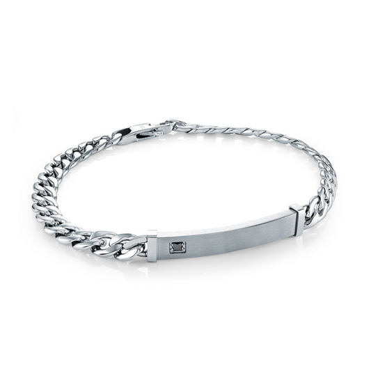 ItalGem Steel Men's Simulated Diamond Curb Link Bracelet in Stainless Steel