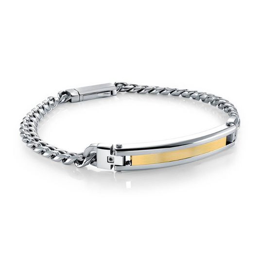 ItalGem Steel Men's Simulated Diamond Curb Link Bracelet in Stainless Steel