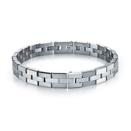 ItalGem Steel Men's Fancy Link Bracelet in Stainless Steel White