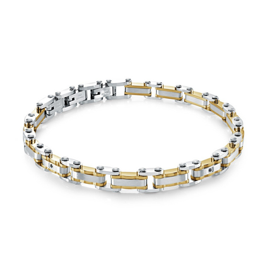 ItalGem Steel Men's Simulated Diamond Bracelet in Stainless Steel