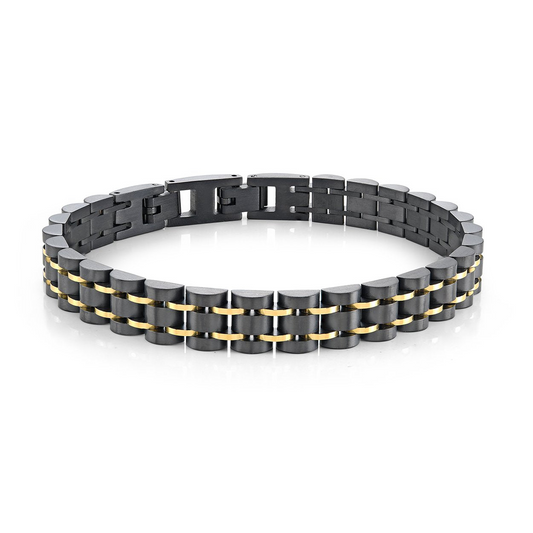 ItalGem Steel Men's Bracelet in Stainless Steel Black - Yellow