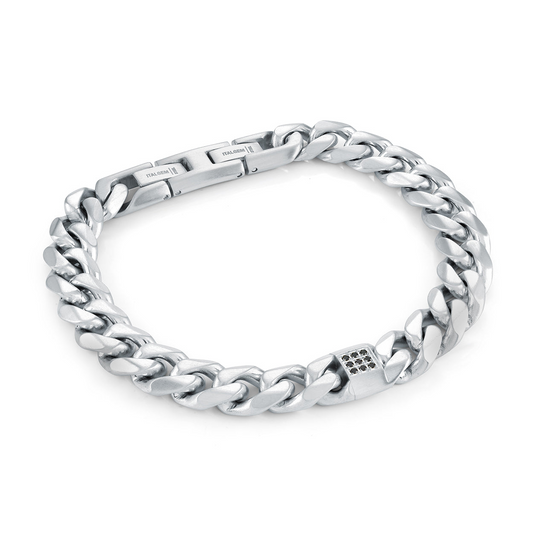 ItalGem Steel Men's Simulated Diamond Bracelet in Stainless Steel