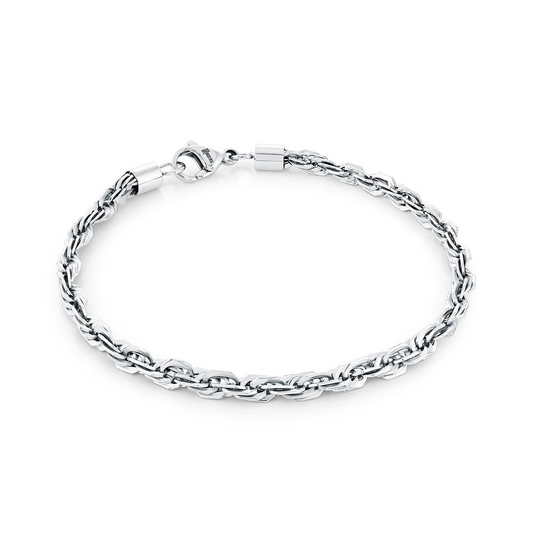 ItalGem Steel Men's Rope Bracelet in Stainless Steel White