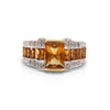 M Estate Collection Color Gemstone Ring in 14 Karat White - Yellow with 1 Rectangular Citrine 1.39ctw 8mm-8mm