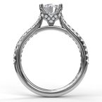Side Stone Hidden Accent Natural Diamond Semi-Mount Engagement Ring in 14 Karat White with 46 Round Diamonds, Color: G/H, Clarity: SI1, totaling 0.28ctw