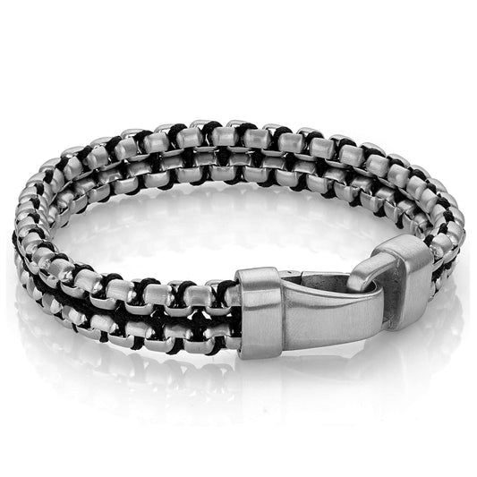 Stainless steel dual-tone link bracelet.