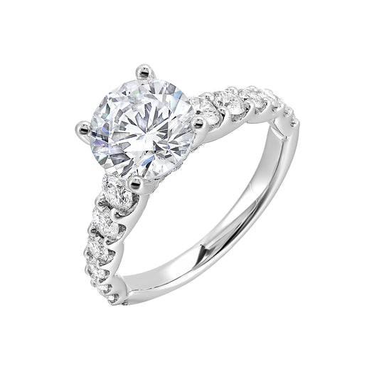 14K white gold ring with accent diamonds.