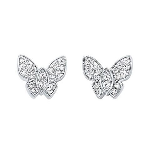 Stud Natural Diamond Earrings in 10 Karat White with 0.19ctw Round Diamonds